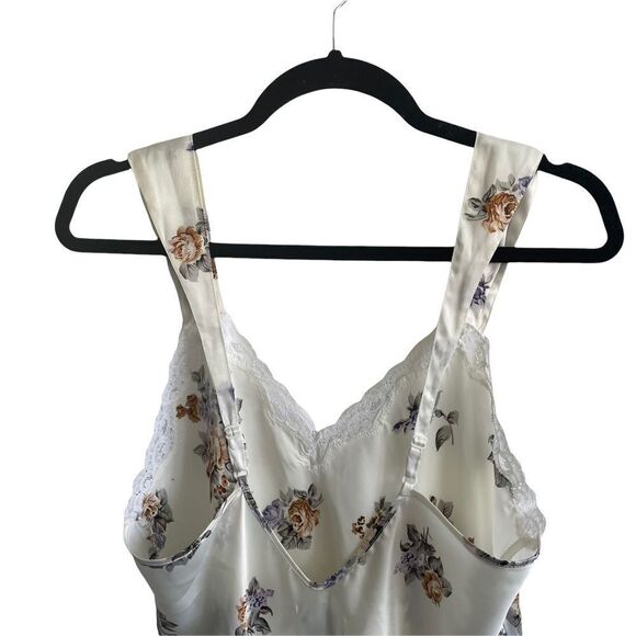 LINEA D’ORO Sleeveless Floral Print Nightgown Nightdress Ivory L - Picture 6 of 8